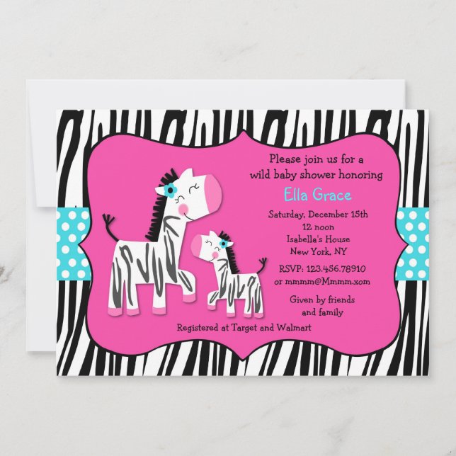 Zebra Print  Baby Shower Invitations (Front)