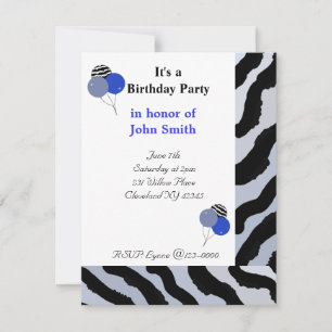 Zebra Print Birthday Invitation