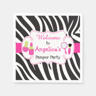 Zebra print birthday Pamper Party Napkin