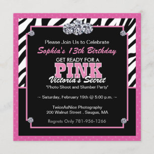 Zebra Print Birthday Party Invitation