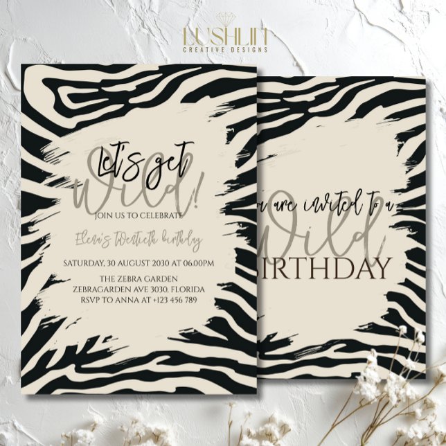 Zebra Print Birthday Stylish Animal Print Party Invitation (Creator Uploaded)