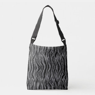Zebra Print Black and Grey Silver Crossbody Bag