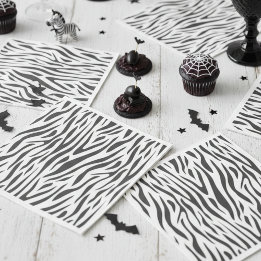 Zebra Print Black and White Party  Napkin
