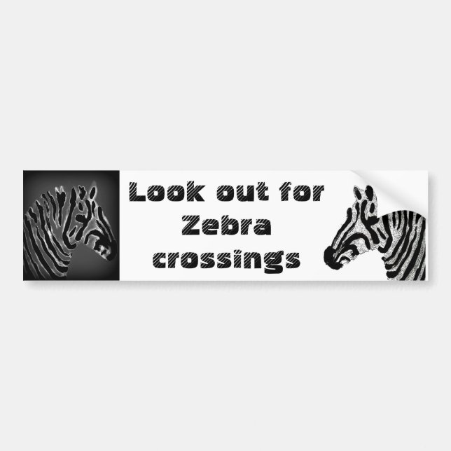 Zebra Print Black and White Stripes Bumper Sticker (Front)