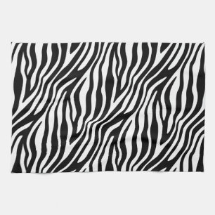 Zebra Print Black And White Stripes Pattern Kitchen Towel