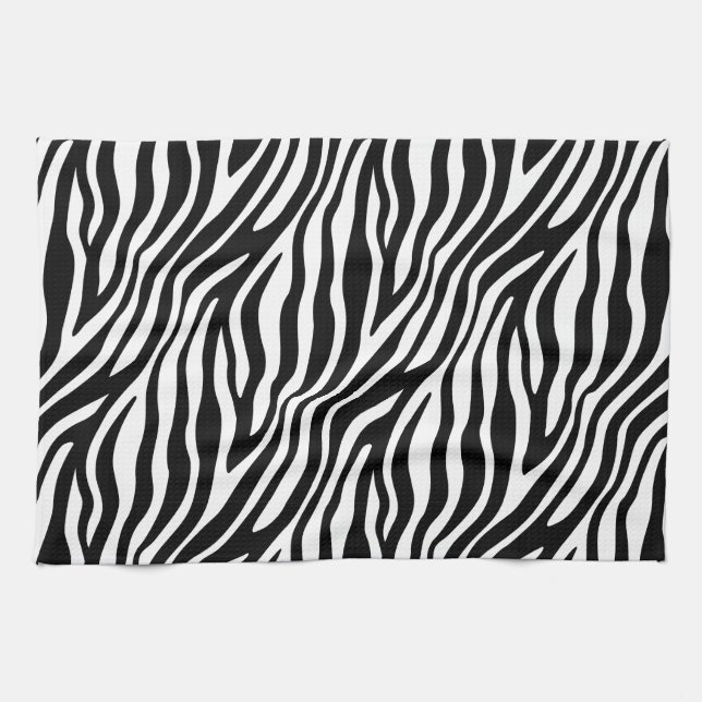 Zebra Print Black And White Stripes Pattern Kitchen Towel (Horizontal)