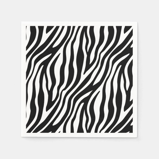 Zebra Print Black And White Stripes Pattern Napkin (Front)