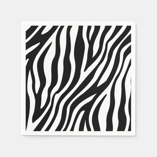 Zebra Print Black And White Stripes Pattern Napkin (Front)