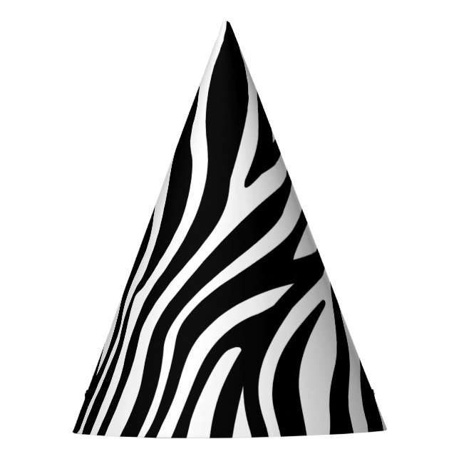 Zebra Print Black And White Stripes Pattern Party Hat (Front)