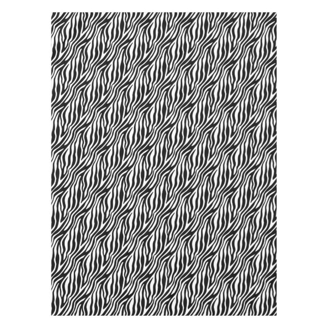 Zebra Print Black And White Stripes Pattern Tablecloth (Front)