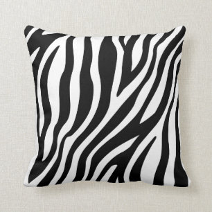 Zebra Print Black And White Stripes Pattern Throw Pillow