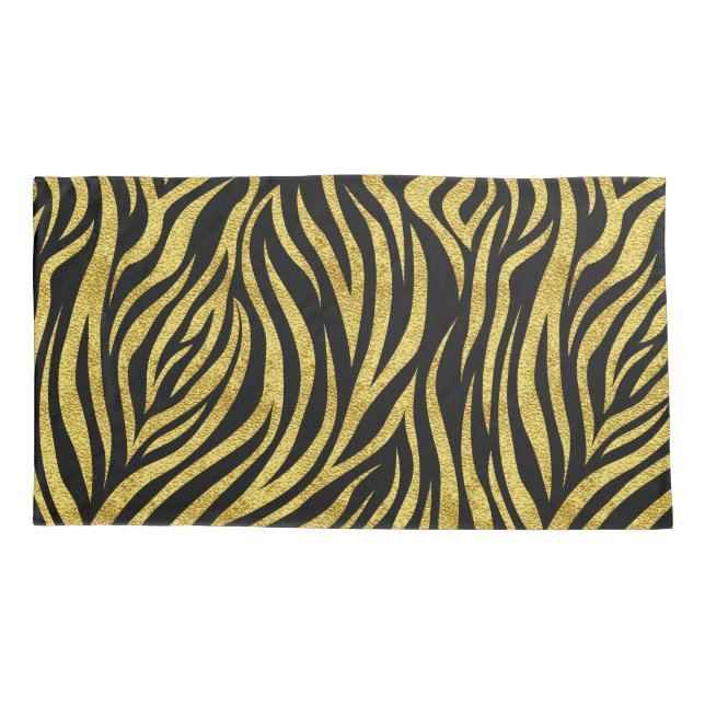 Zebra Print Black Gold Pillowcase (Back)