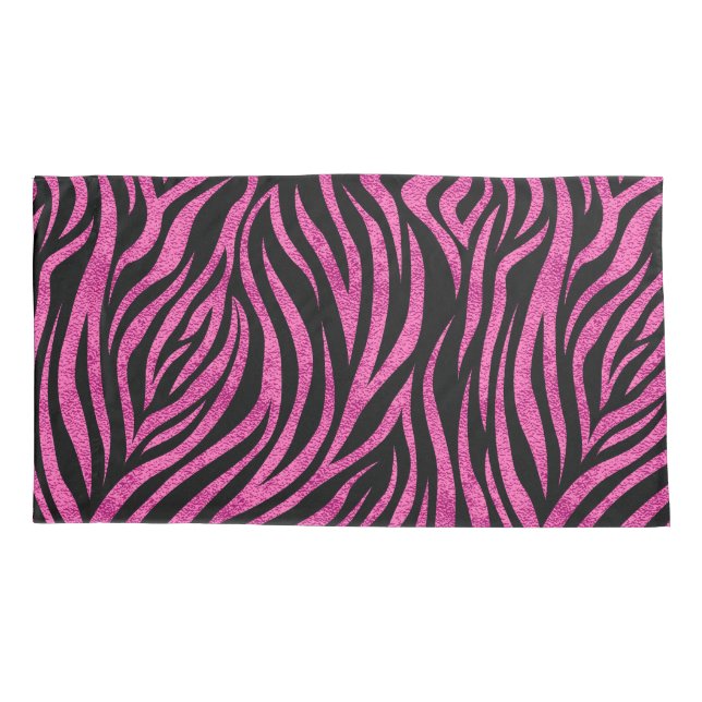 Zebra Print Black Hot Pink Pillowcase (Back)