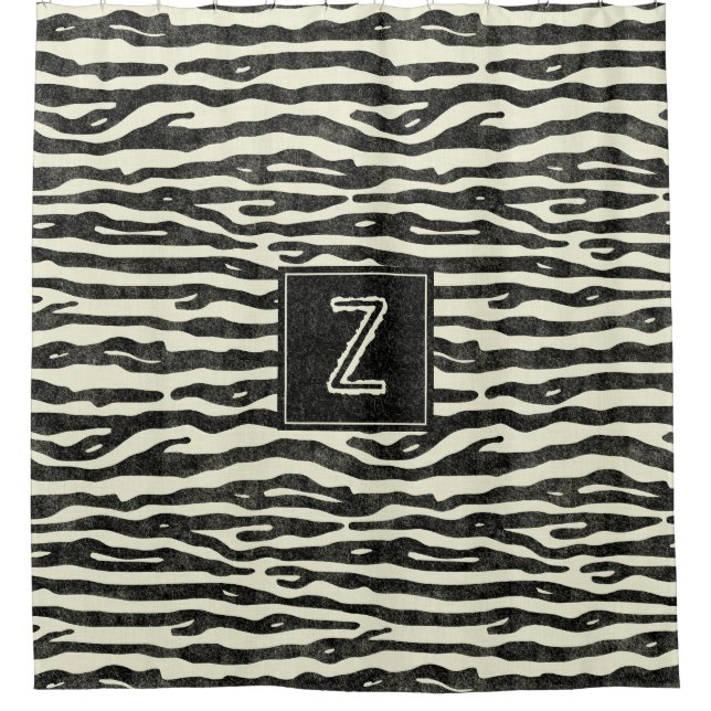 Zebra Print Black Striped Monogram Animal Pattern (Front)