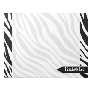 Zebra Print Black & White Personalized Notepad