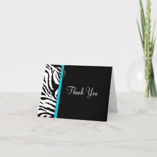 Zebra Print {Blue} Blank Thank You Card