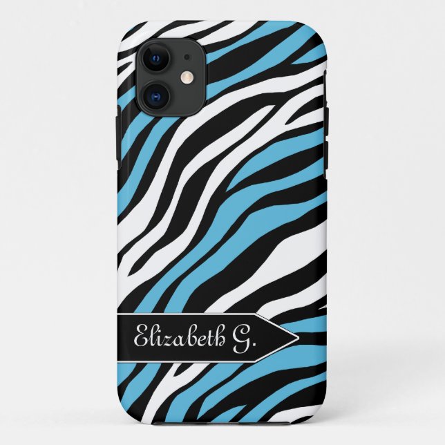 Zebra Print Blue Mix iPhone 5 Case (Back)