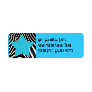 Zebra Print Blue Star - Custom Address