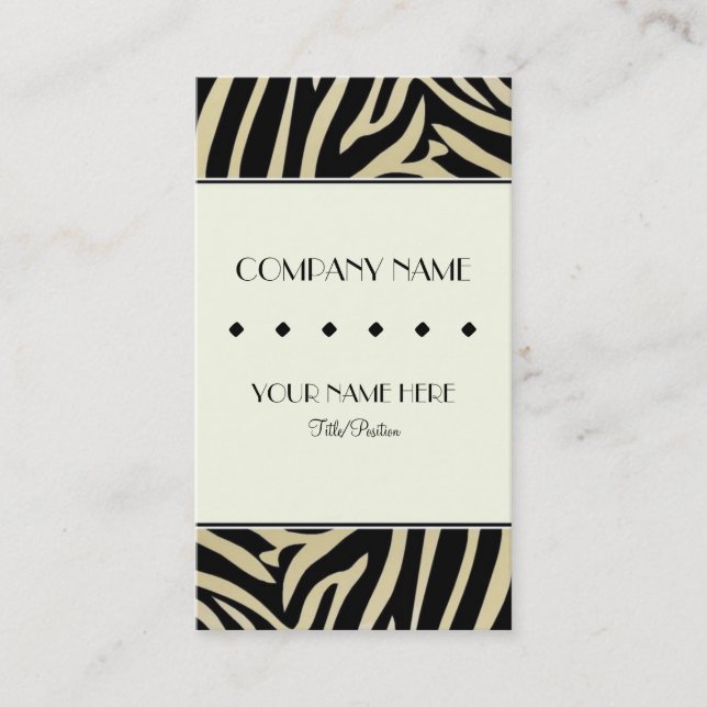 Zebra Print Border Business Card (Front)