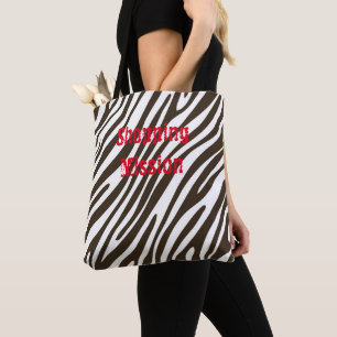 Zebra Print Brown & White Tote Bag