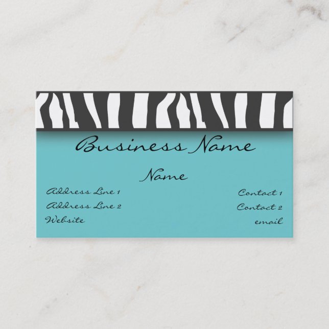 Zebra Print Business Card (Front)