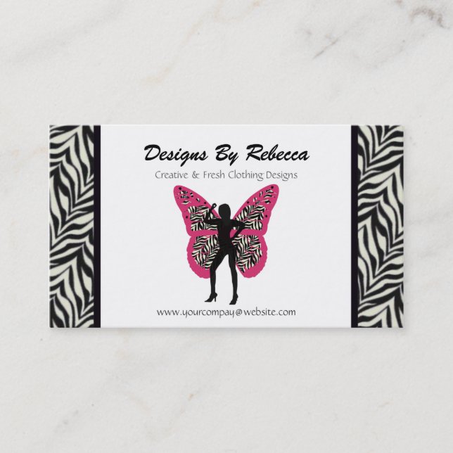 Zebra Print Butterfly Business Card (Front)
