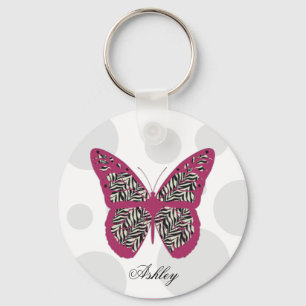 Zebra Print Butterfly Keychain