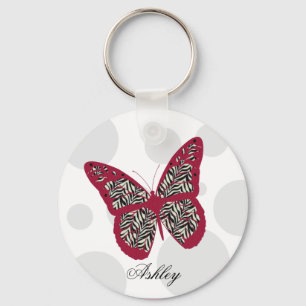 Zebra Print Butterfly Keychain