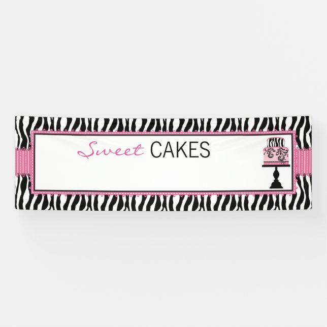 Zebra Print Cake Boutique Bakery Business Banner (Horizontal)