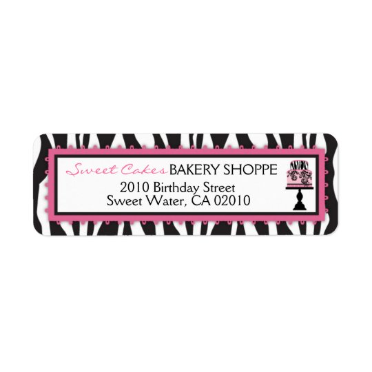 Zebra Print Cakes Bakery Business Address Label