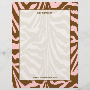Zebra print, chocolate + pink letterhead