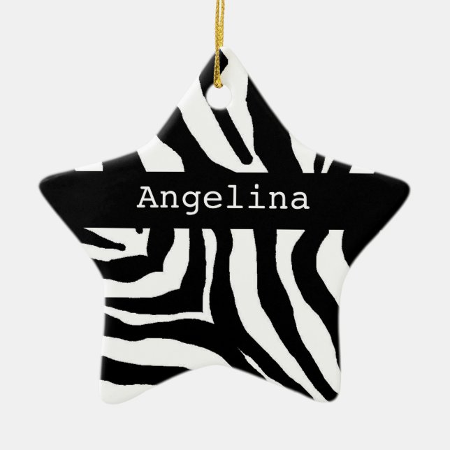 Zebra Print Christmas Personalized Name Ornament (Front)