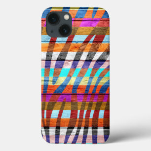 Zebra Print Colourful Wood Vintage iPhone 13 Case