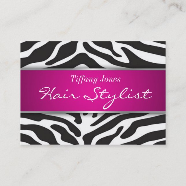 Zebra Print Cosmetology Appointment Card (Front)