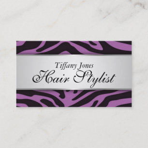 Zebra Print Cosmetology Business Card (Lavender)