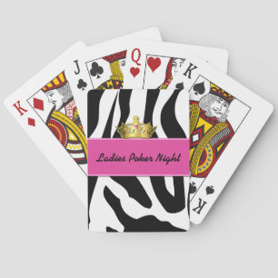 Zebra Print & Crown Ladies Playing Cards