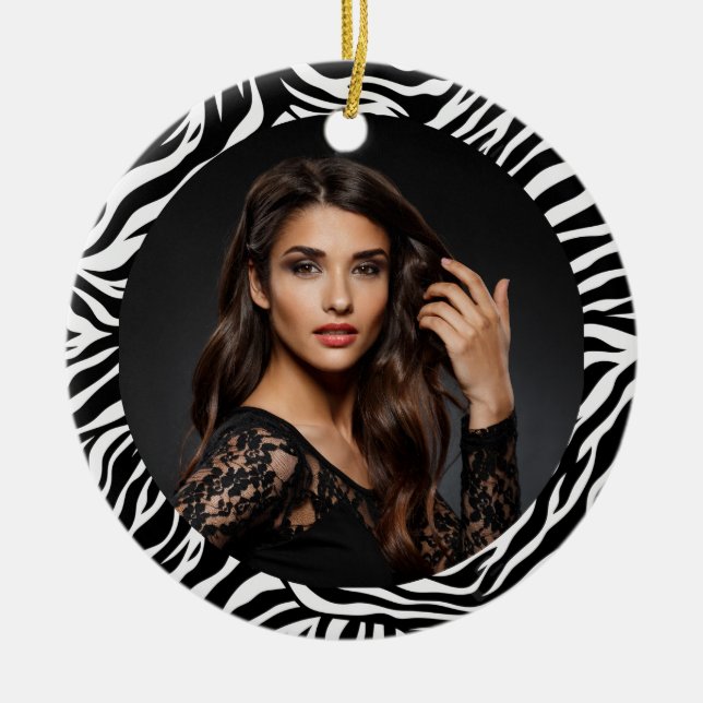 Zebra Print Custom Photo Ornament (Front)