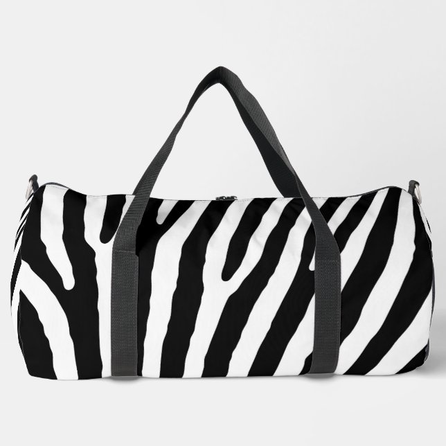 Zebra Print Cut Sew Large Duffel Bag (Front)