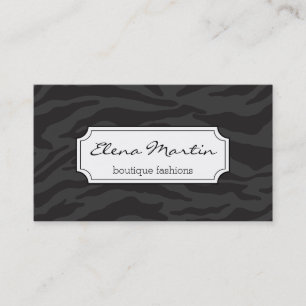 Zebra Print Dark Grey Business Card