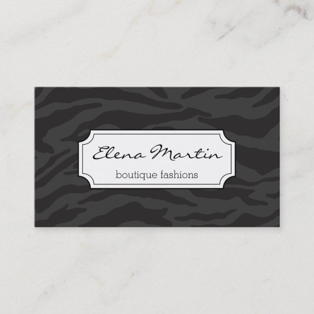 Zebra Print | Dark Grey Business Card (Front)