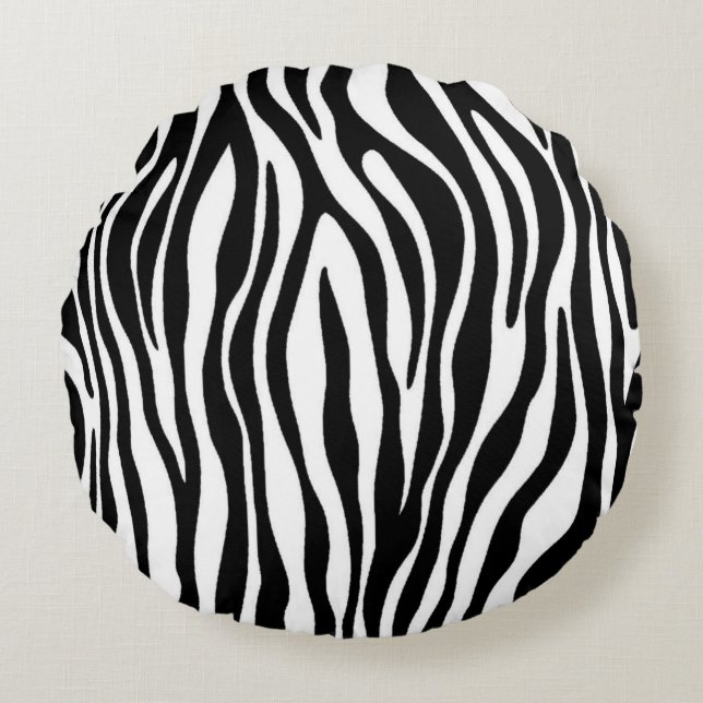 Zebra Print Design Round Pillow (Front)