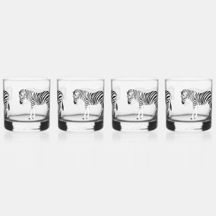 Zebra Print Drinkware Set Whiskey Glass