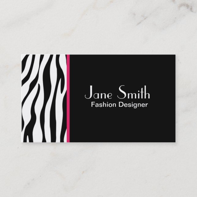 Zebra Print Fashion Designer Hair Stylist Salon Business Card (Front)