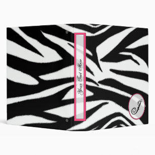 Zebra print Fashion Monogram Binder