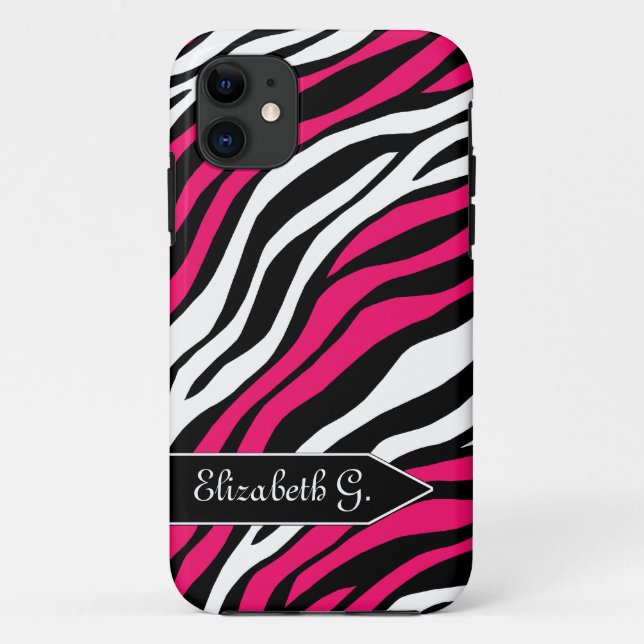 Zebra Print Fuchsia Mix iPhone 5 Case (Back)