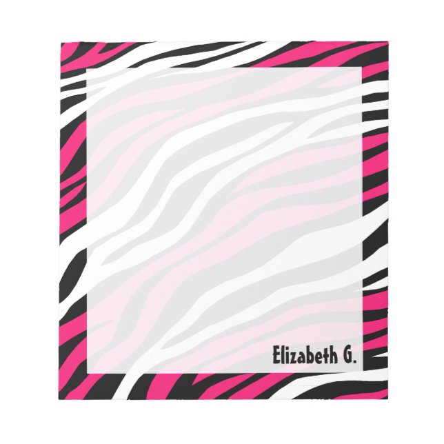 Zebra Print Fuchsia Mix Personalized Notepad (Front)