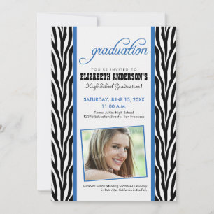 Zebra Print Graduation Announcement (blue)
