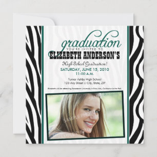 Zebra Print Graduation Announcement (hunter green)