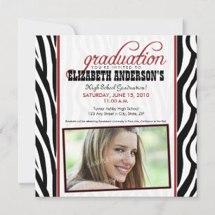 Zebra Print Graduation Announcement (red)