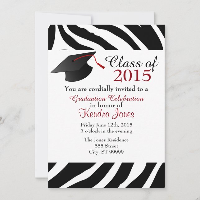Zebra Print Graduation Invite (Front)